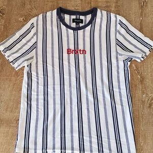 BRiXTON striped, white/blue crewneck T-shirt, men's size M